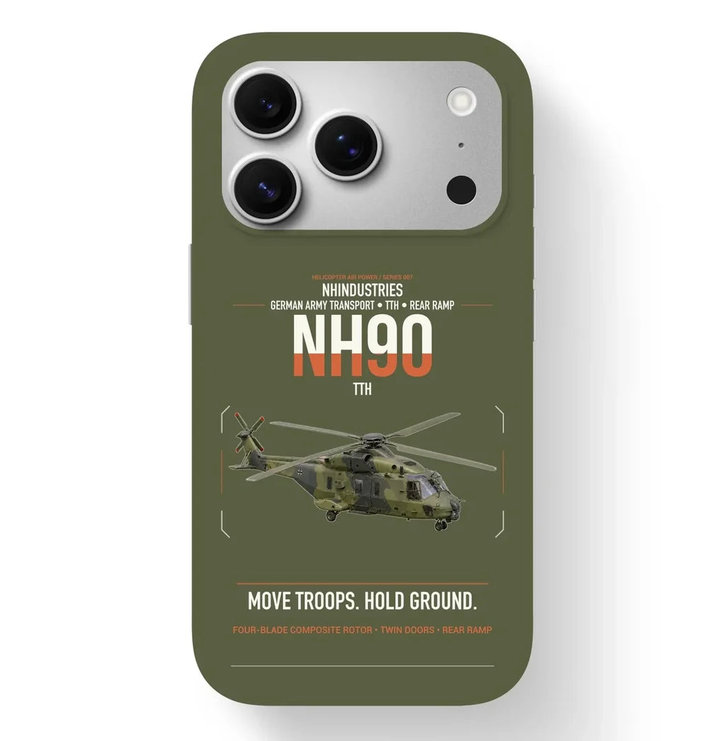 NHIndustries NH90 TTH design on green army magsafe iphone case, for iPhone 17 Pro