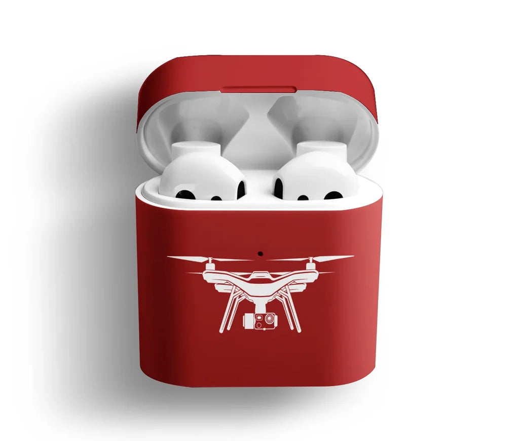 Drone Silhouette AirPods plastic case - Red