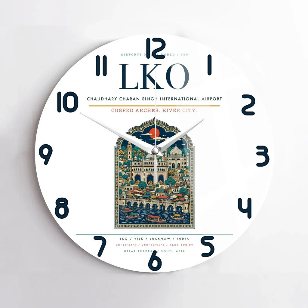 Chaudhary Charan Singh International Airport LKO Wall-Clock No-Frame - White
