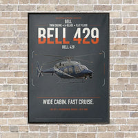 Thumbnail for Bell 429 vertical canvas print - framed - gray background