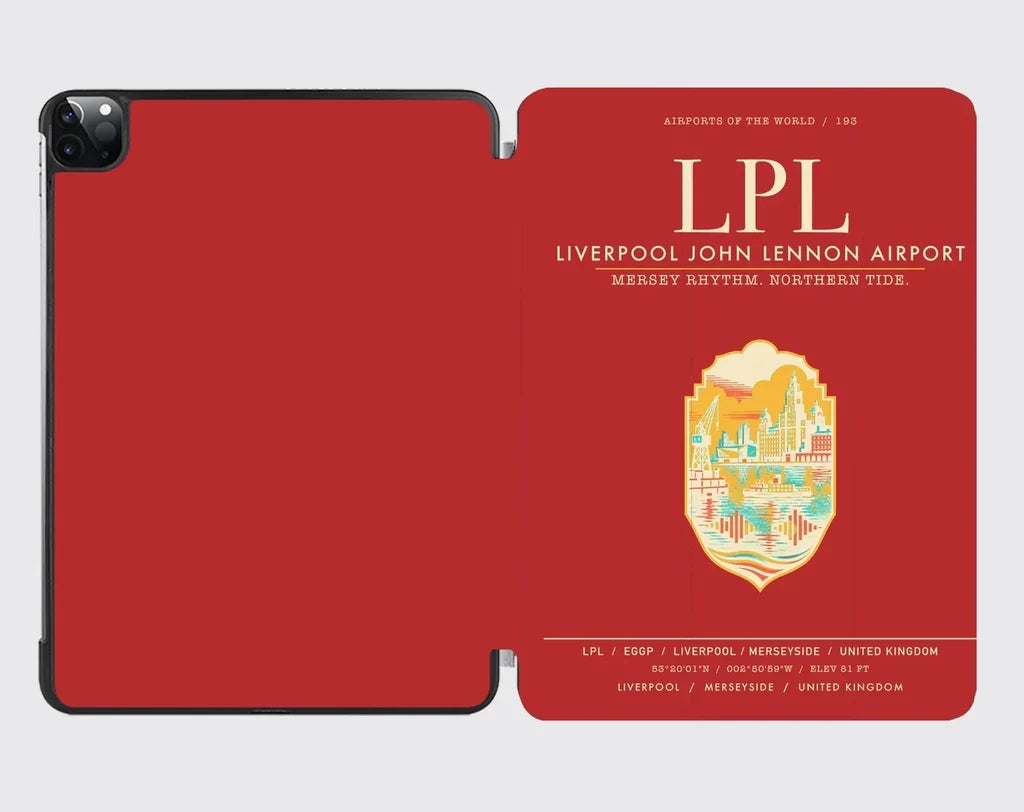 Liverpool John Lennon Airport (LPL) design on red ipad tablet case