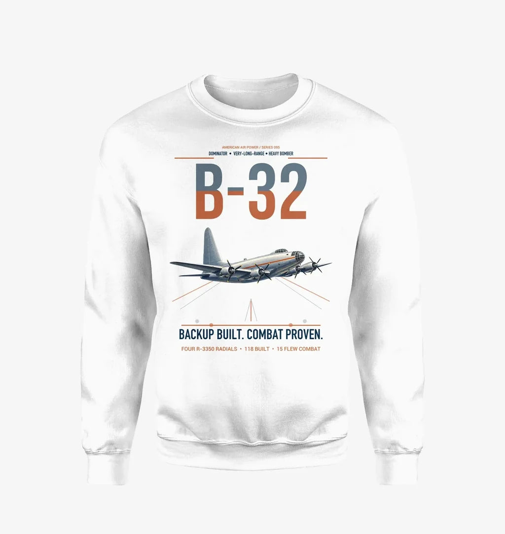 B-32 Dominator design on white sweatshirt