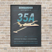 Thumbnail for Bombardier Learjet 35A vertical canvas print - framed - gray background
