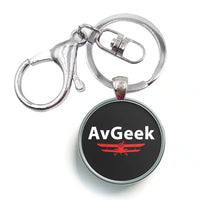 Thumbnail for Avgeek aviation circle key chain, stainless-steel disc.