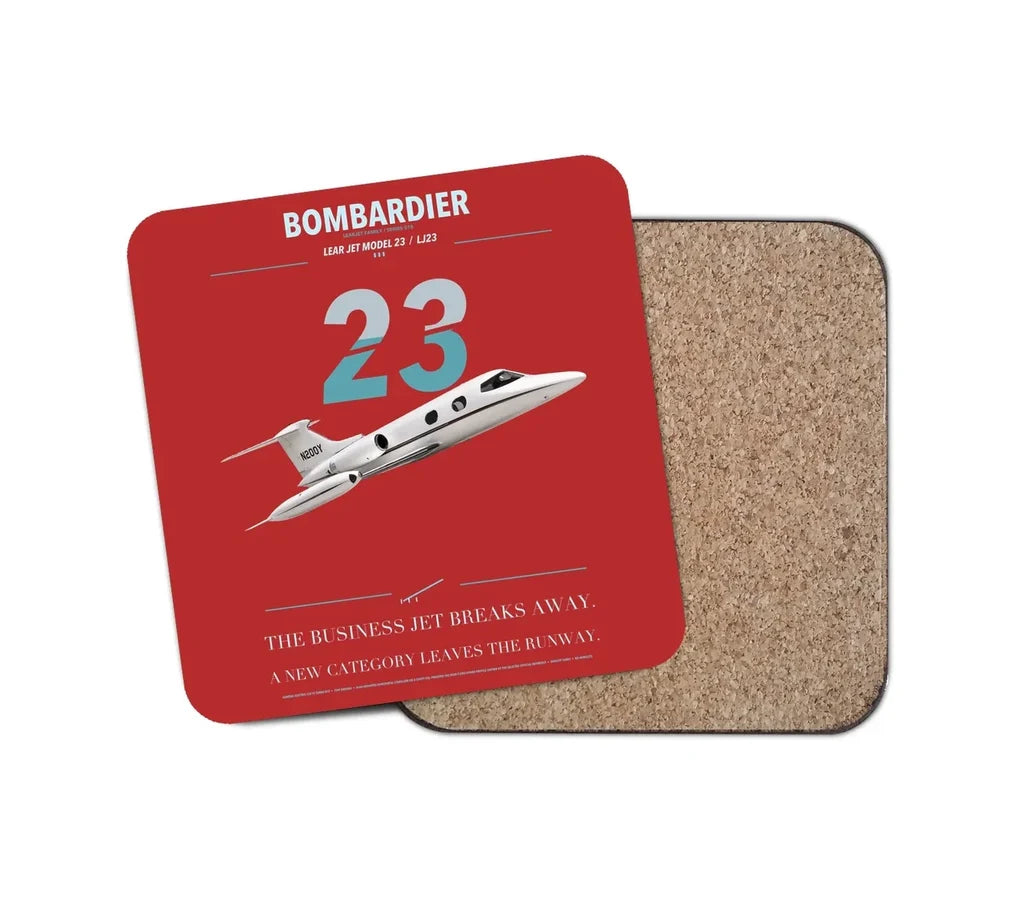Bombardier Learjet 23 design on red 1 piece coaster