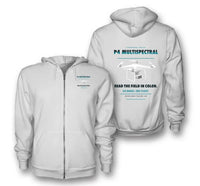 Thumbnail for DJI P4 Multispectral design on white zipped hoodie