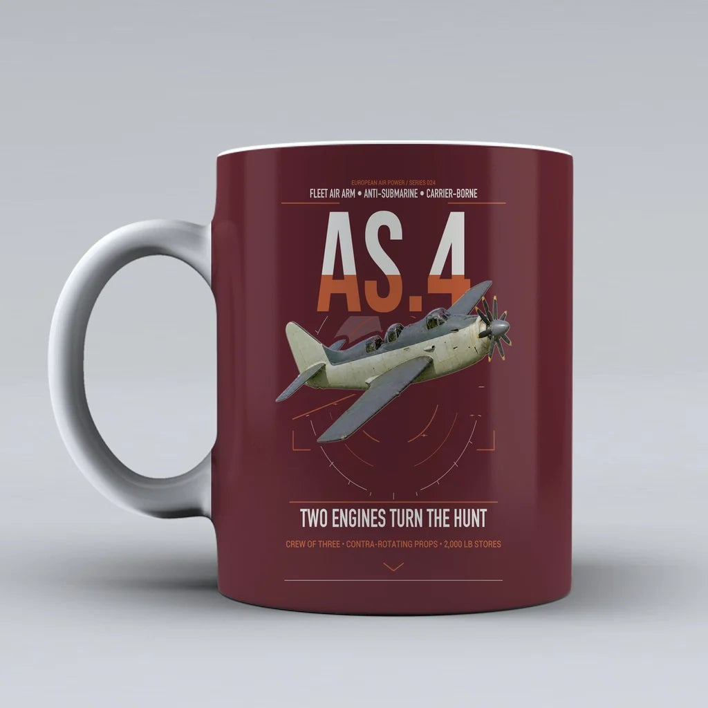 Fairey Gannet AS.4 design on dark red ceramic mug, double-side print