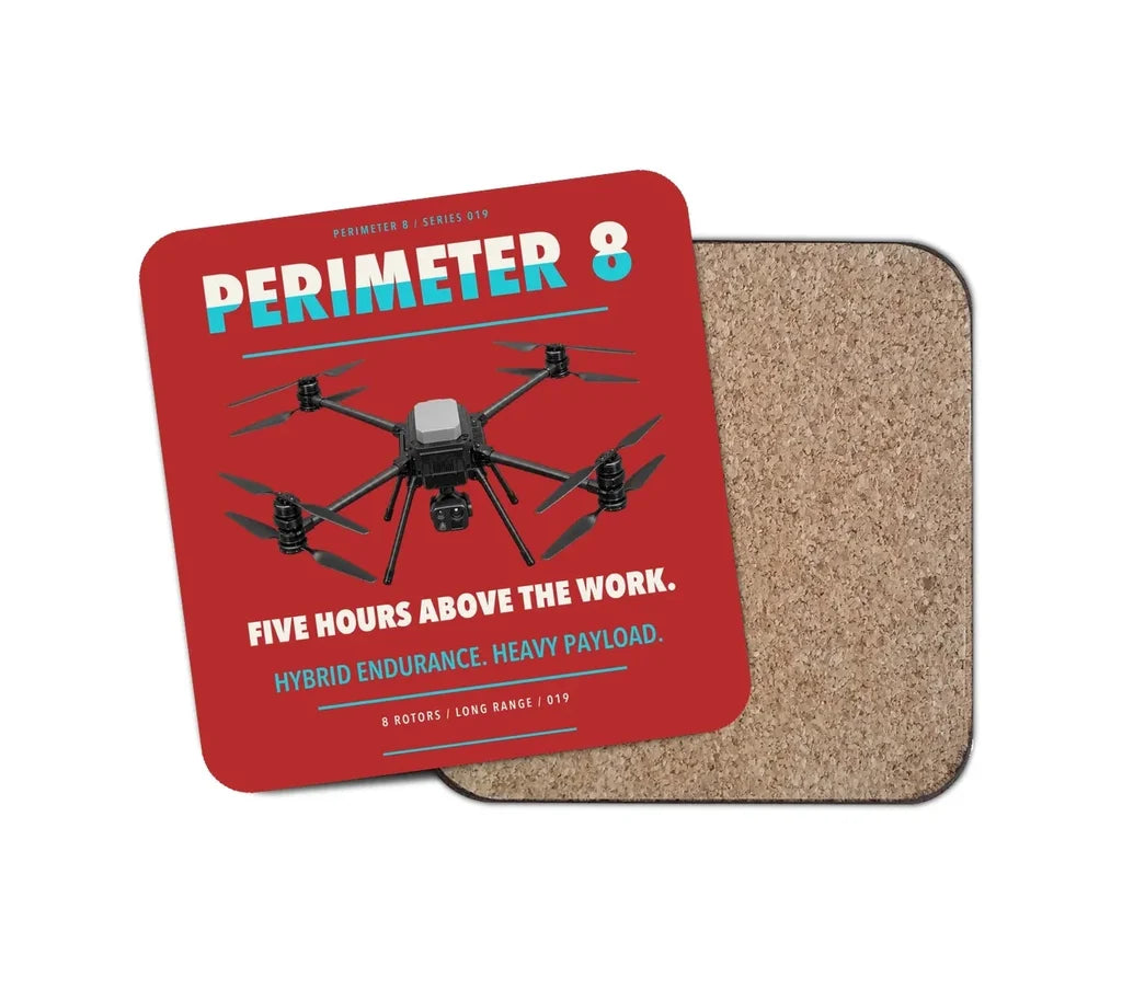 Skyfront Perimeter 8 design on red 1 piece coaster