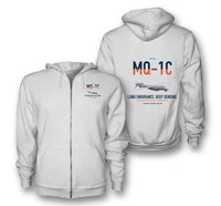 Thumbnail for MQ-1C Gray Eagle ER design on white premium zipped hoodie, double-side print