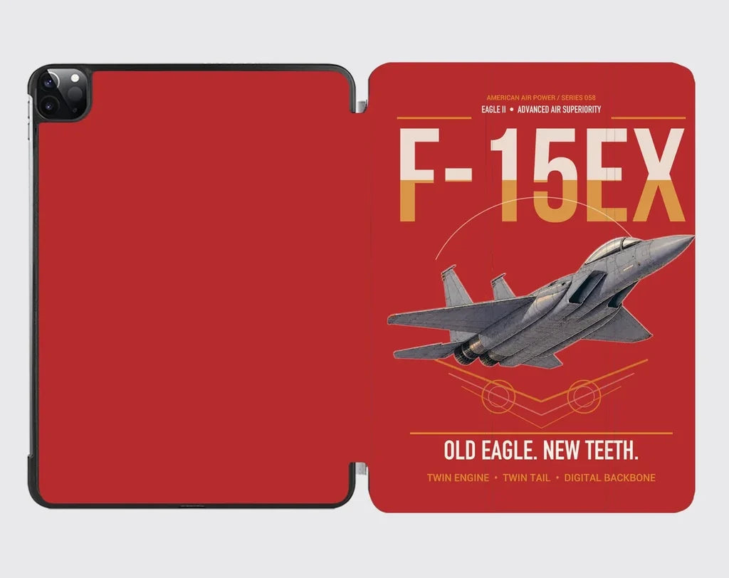 F-15EX Eagle II design on red ipad tablet case