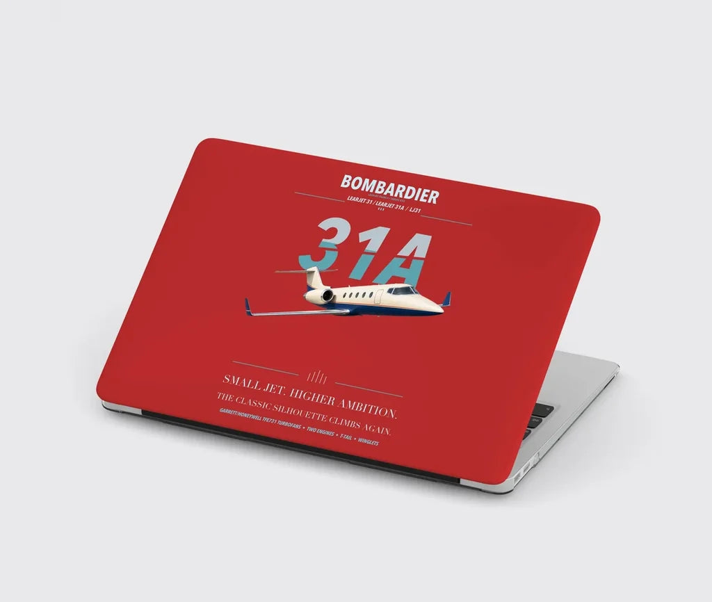 Bombardier Learjet 31A design on red MacBook case