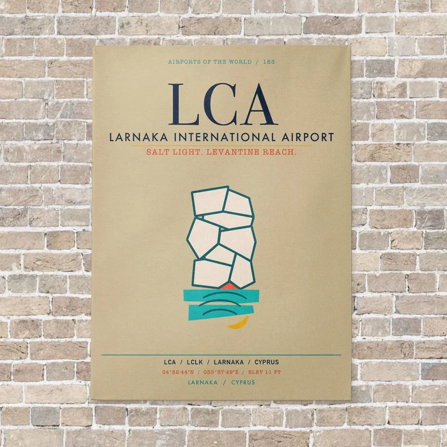 Larnaka International Airport LCA vertical canvas print - no frame - beige background