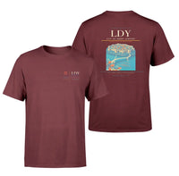 Thumbnail for City of Derry Airport (LDY) design printed on dark red double-side t-shirt