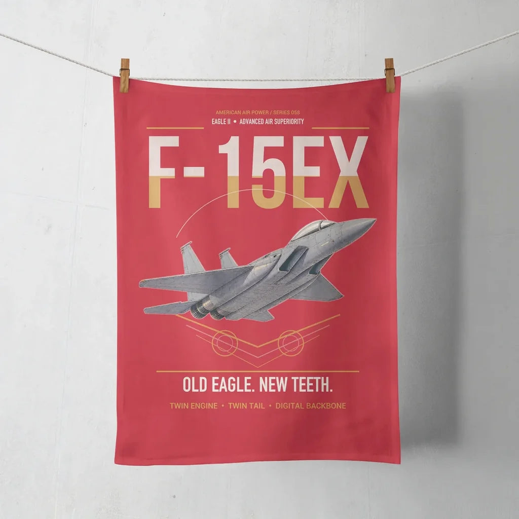 F-15EX Eagle II design on red towel