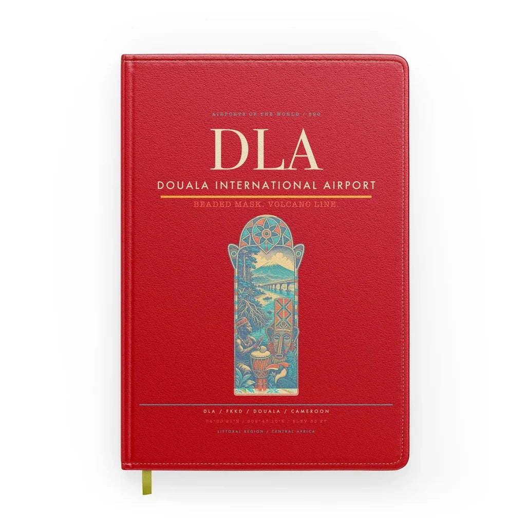 Douala International Airport (DLA) design on red notebook