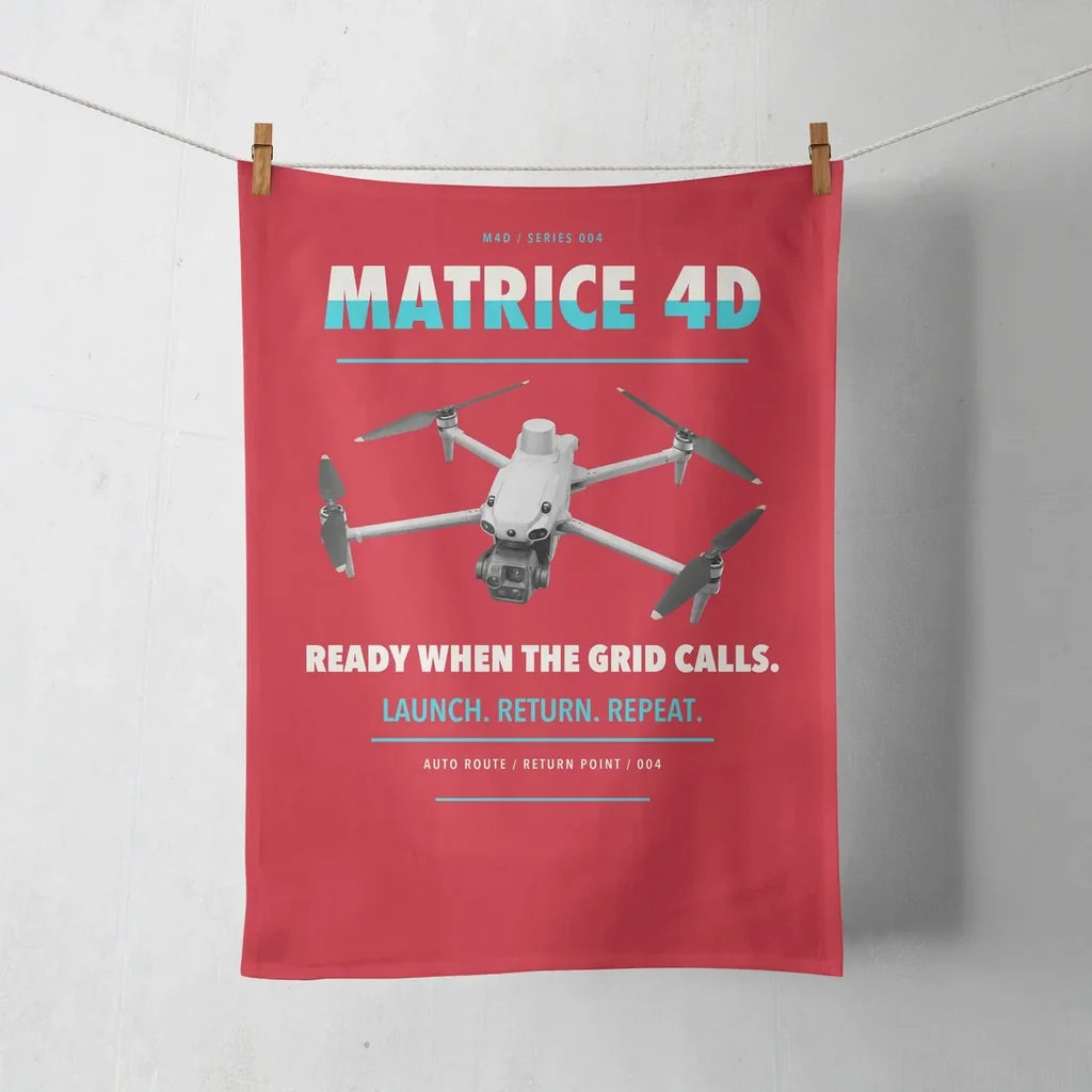 DJI Matrice 4D design on red towel
