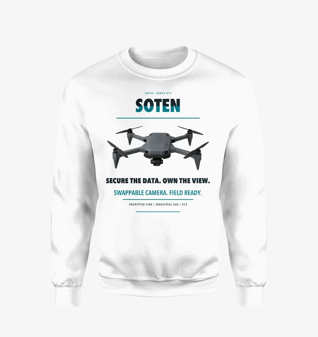 ACSL SOTEN design on white sweatshirt
