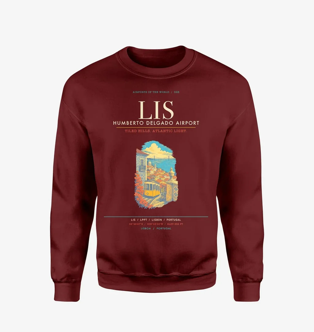 Lisbon Humberto Delgado Airport LIS Sweatshirt - Wine Red