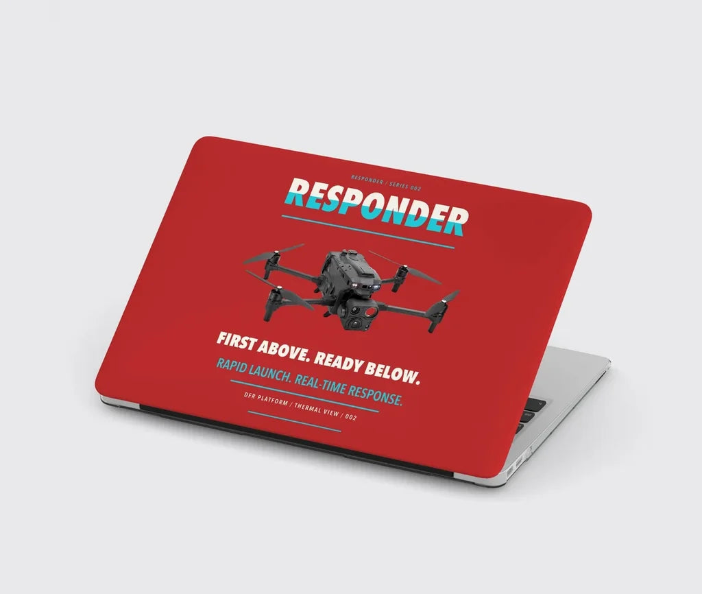 BRINC Responder design on red MacBook case