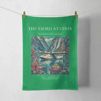 Thumbnail for VINTAGE G4062 - The Fjord Station - Designed Towels design on green