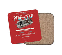 Thumbnail for PT6E-67XP design on red 1 piece coaster