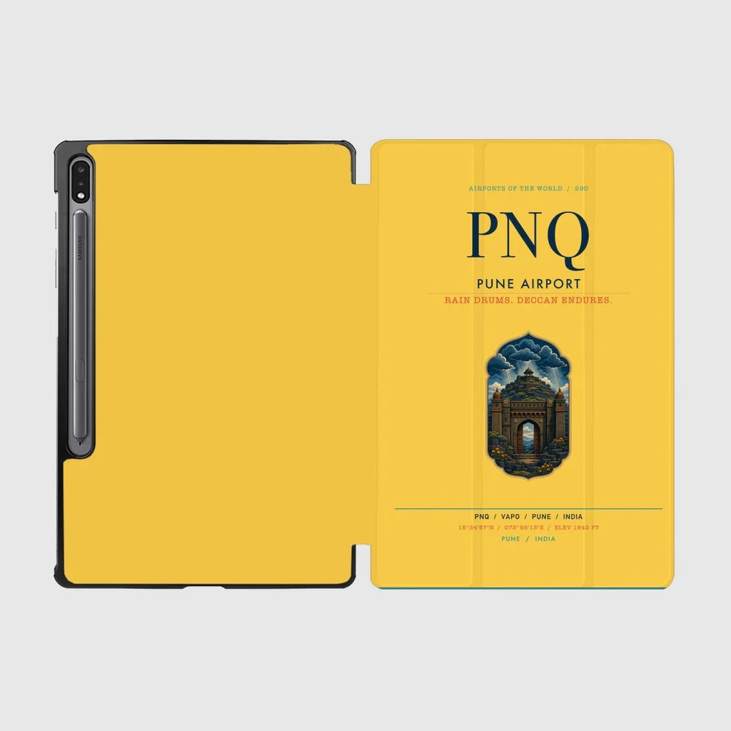 Pune Airport (PNQ) design on yellow samsung tablet tablet case