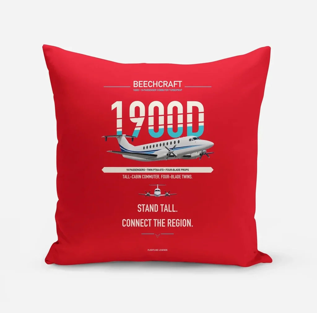 Beechcraft 1900D design on red pillow
