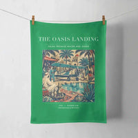 Thumbnail for VINTAGE G4331 - The Oasis Landing - Designed Towels design on green