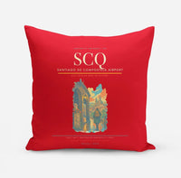 Thumbnail for Santiago de Compostela Airport (SCQ) design on red pillow