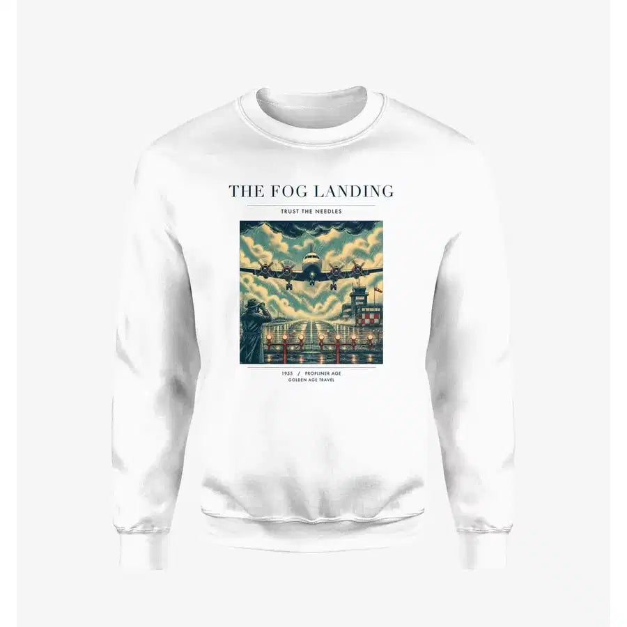 VINTAGE G4095 - The Fog Landing - Designed Sweatshirts design on white