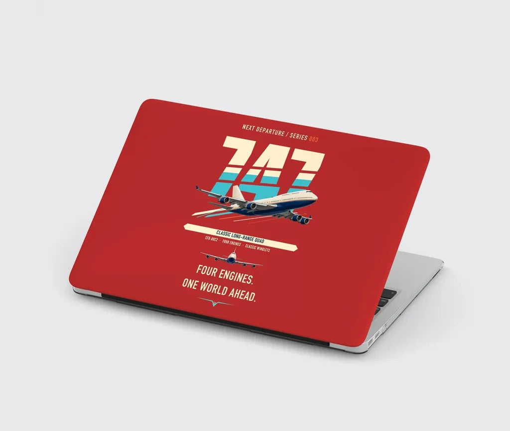 Boeing 747-400 design on red MacBook case