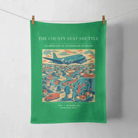 Thumbnail for VINTAGE G4388 - The County Seat Shuttle - Designed Towels design on green