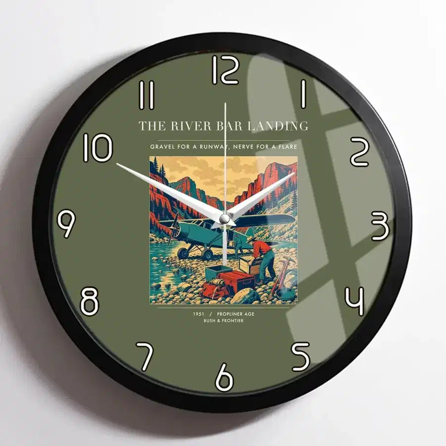 VINTAGE G4193 - The River Bar Landing - Designed Wall Clocks design on greenarmy framed