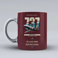 Thumbnail for Boeing 737-300 Classic double-side print on dark red ceramic mug