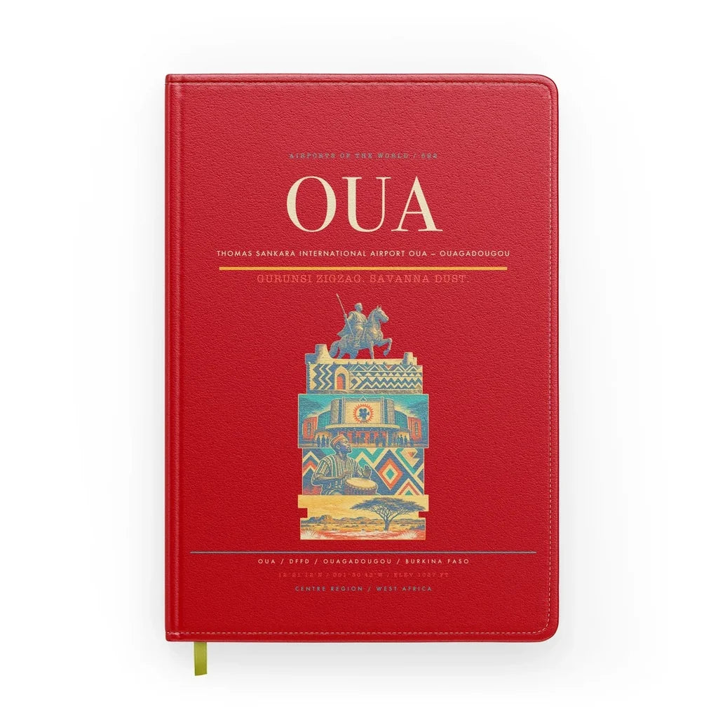 Thomas Sankara International Airport (OUA) design on red notebook