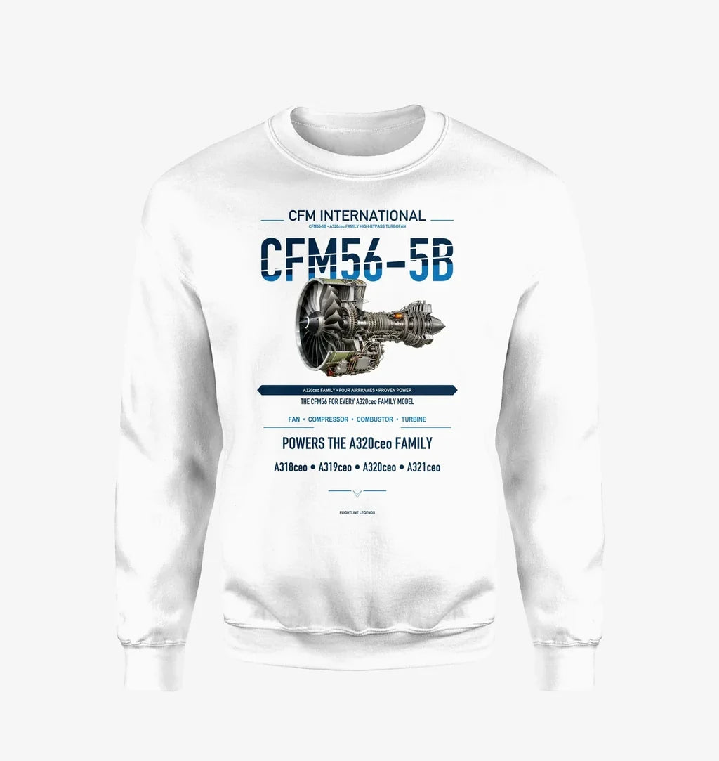 CFM56-5B design on white sweatshirt