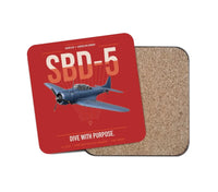 Thumbnail for SBD-5 Dauntless design on red 1 piece coaster