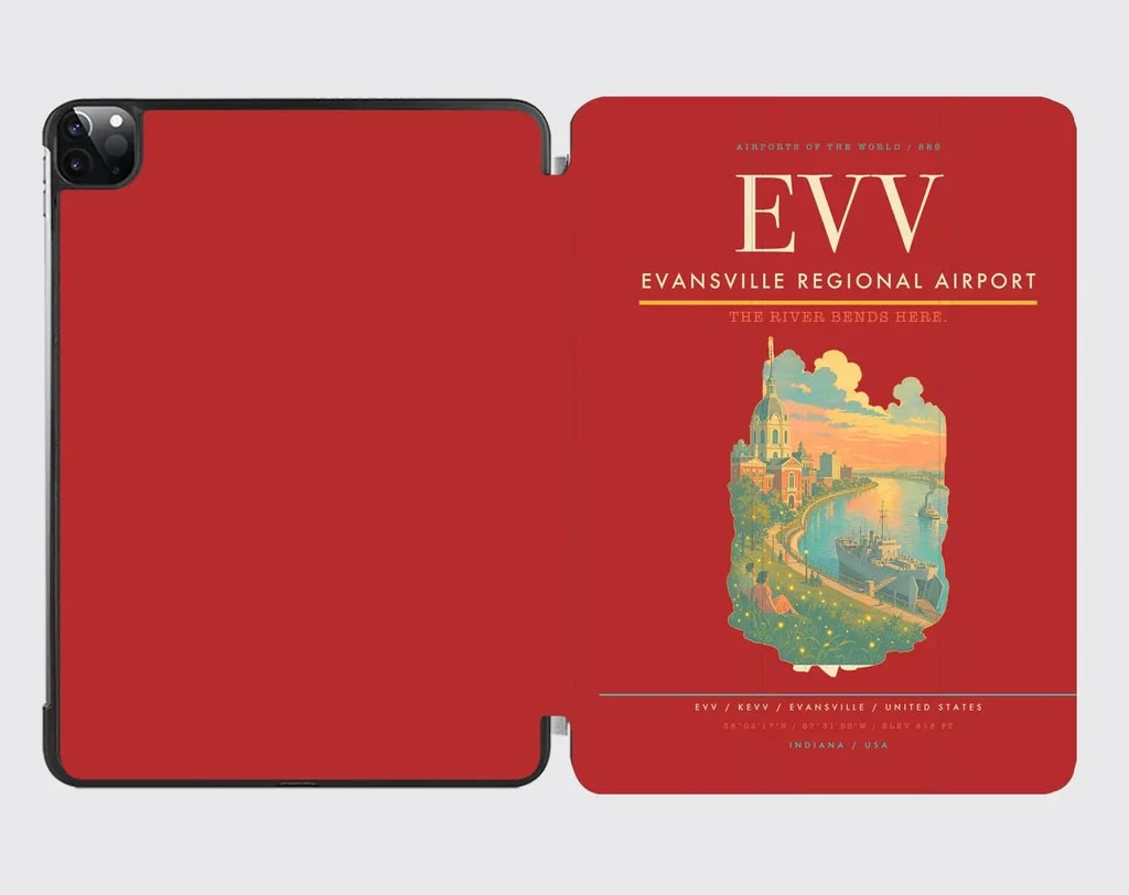 Evansville Regional Airport (EVV) design on red ipad tablet case