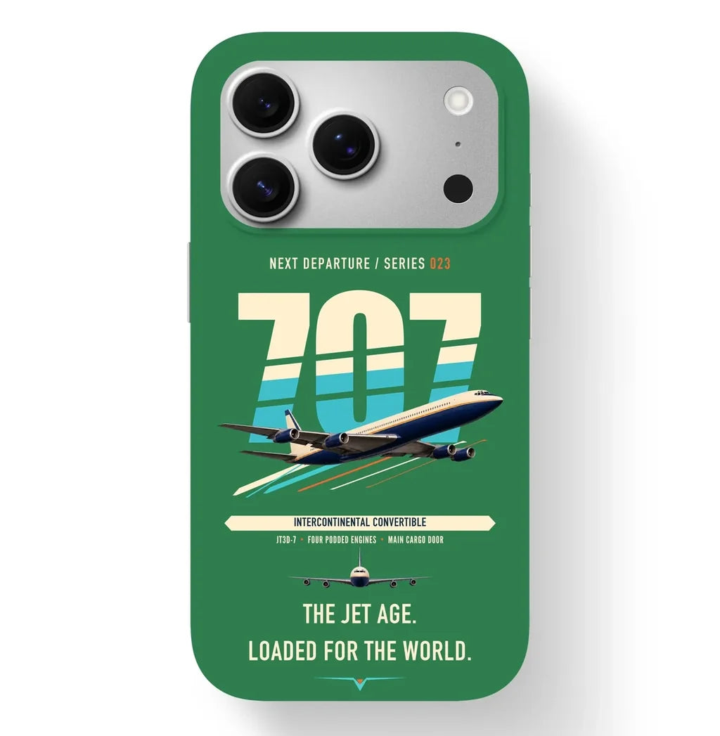 Boeing 707-320C design on green magsafe iphone case