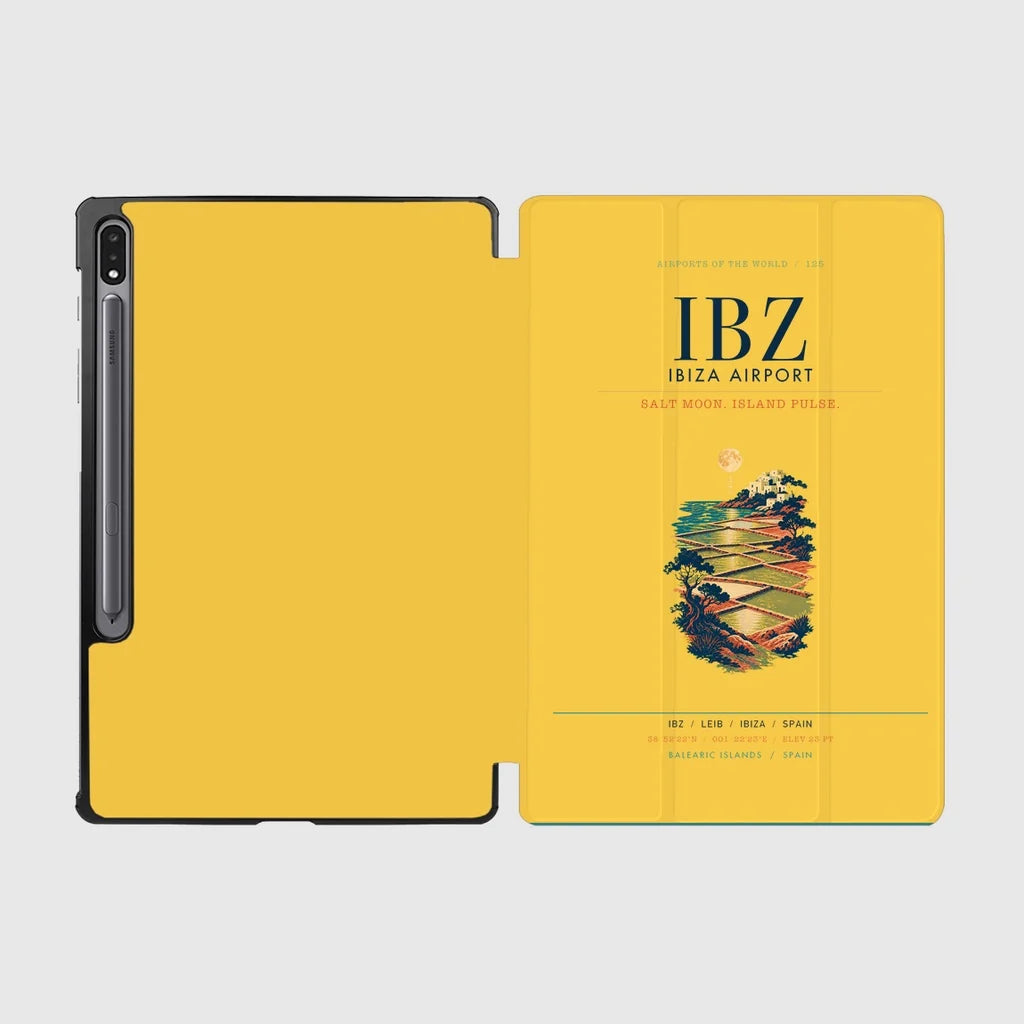 Ibiza Airport (IBZ) design on yellow samsung tablet tablet case