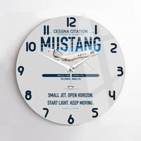 Thumbnail for Cessna Citation Mustang design on light gray no frame wall clock