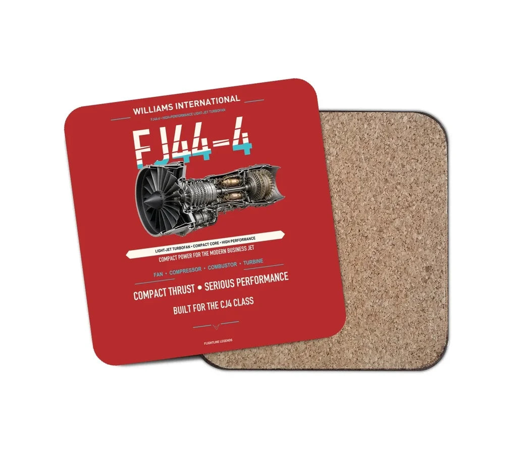 FJ44-4 design on red 1 piece coaster