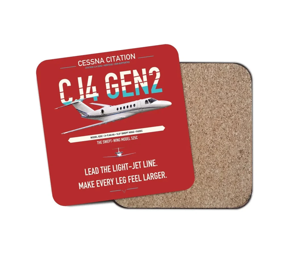 Cessna Citation CJ4 Gen2 design on red 1 piece coaster