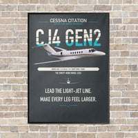Thumbnail for Cessna Citation CJ4 Gen2 vertical canvas print - framed - gray background