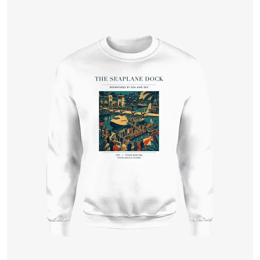 VINTAGE G4056 - The Seaplane Dock - Designed Sweatshirts design on white