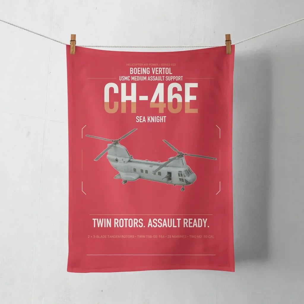 Boeing Vertol CH-46E Sea Knight design on red towel