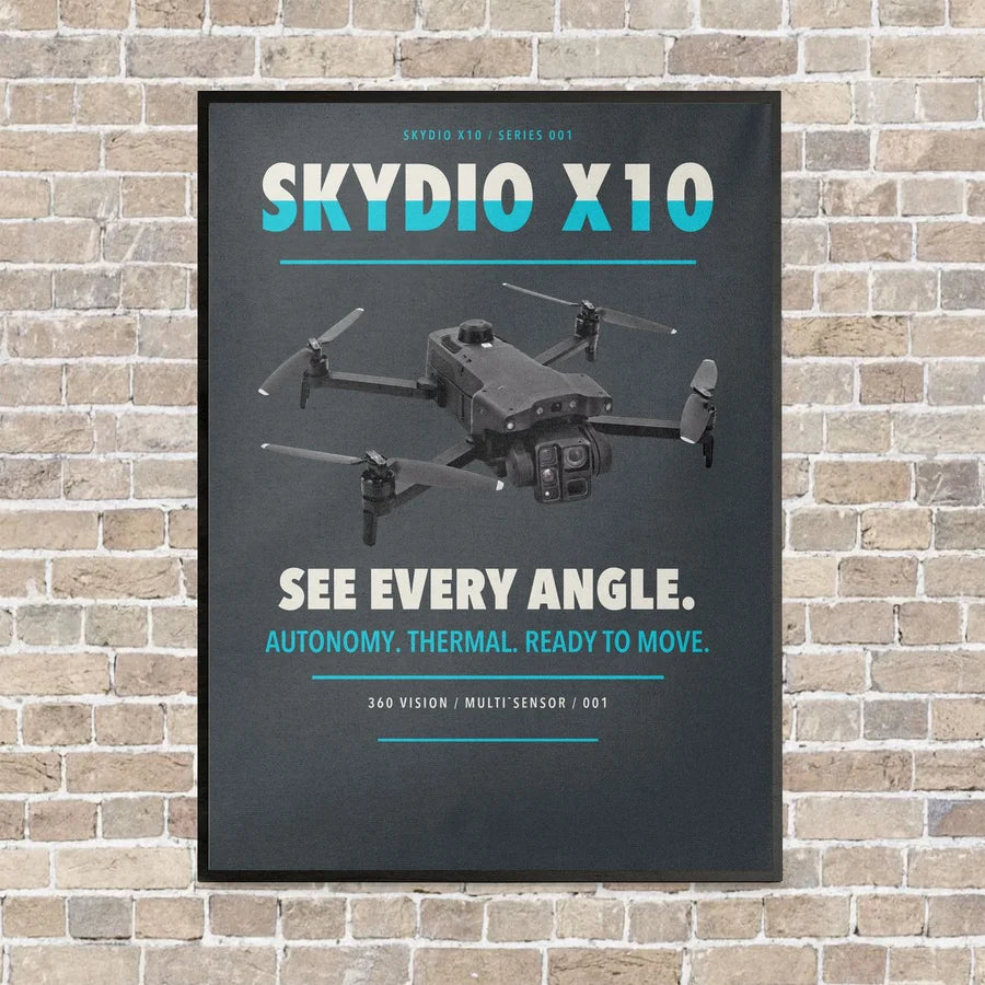 Skydio X10 vertical canvas print - framed - gray background