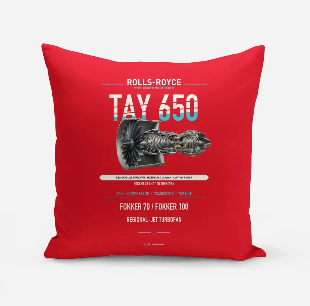 TAY 650 design on red pillow