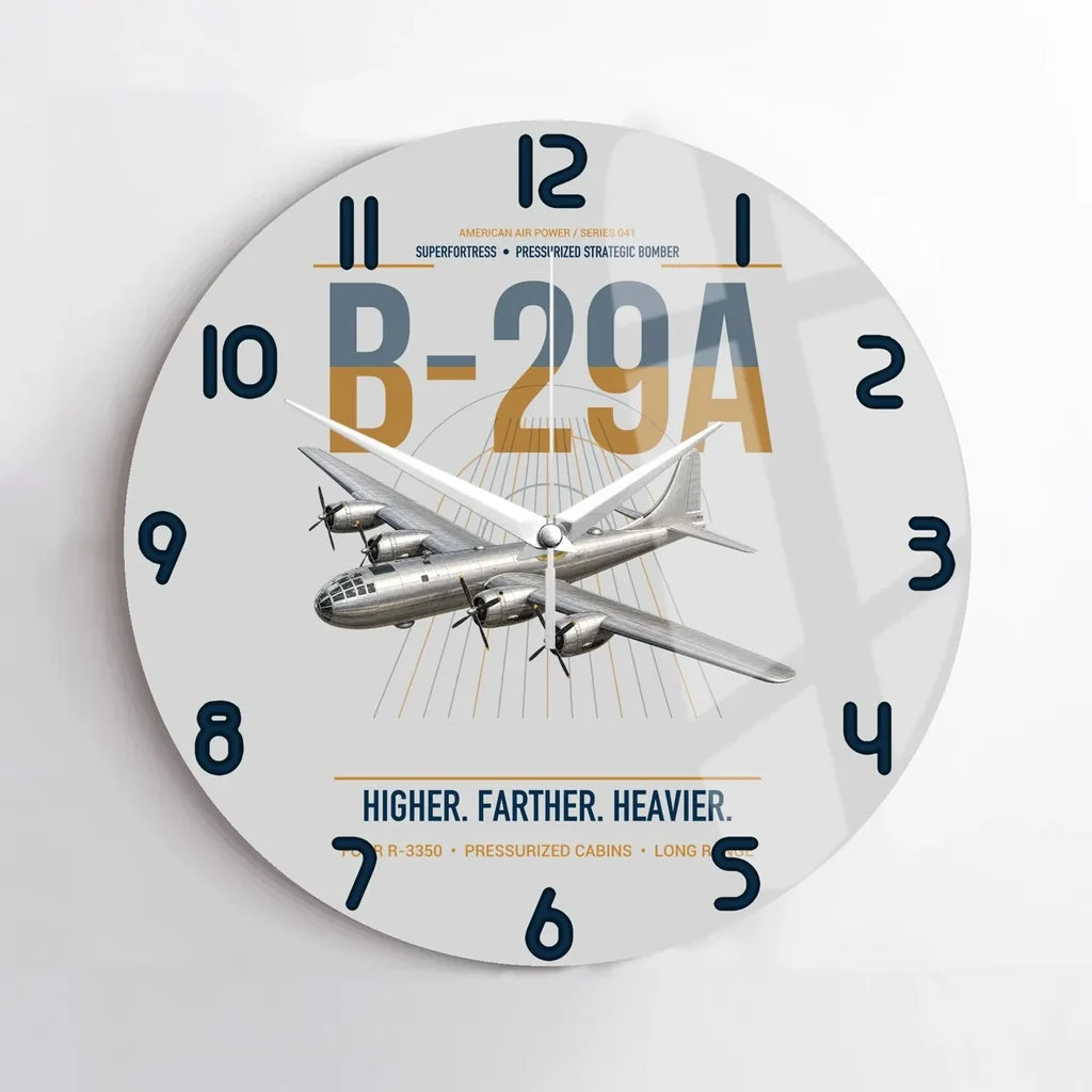 B-29A Superfortress design on light gray no frame wall clock