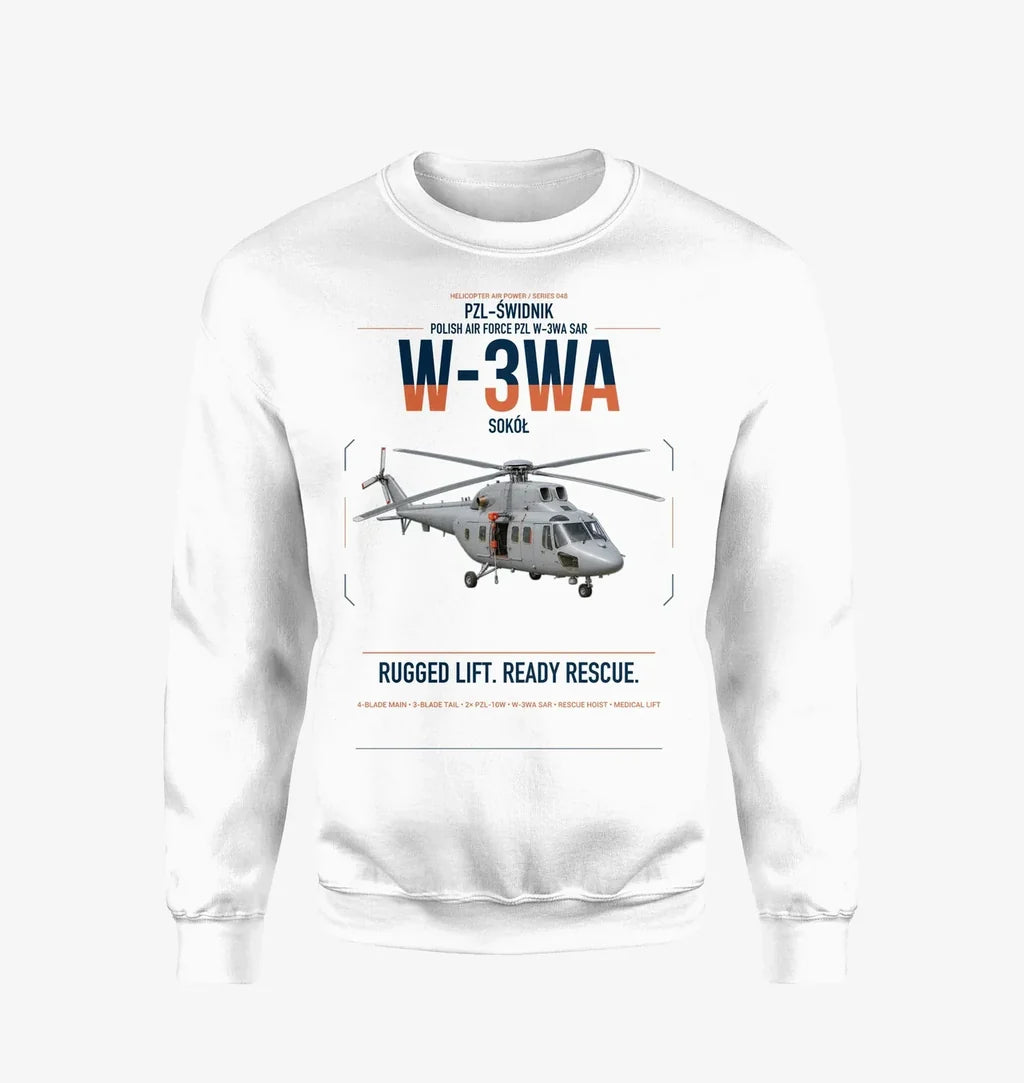 PZL-Świdnik W-3WA Sokół design on white sweatshirt